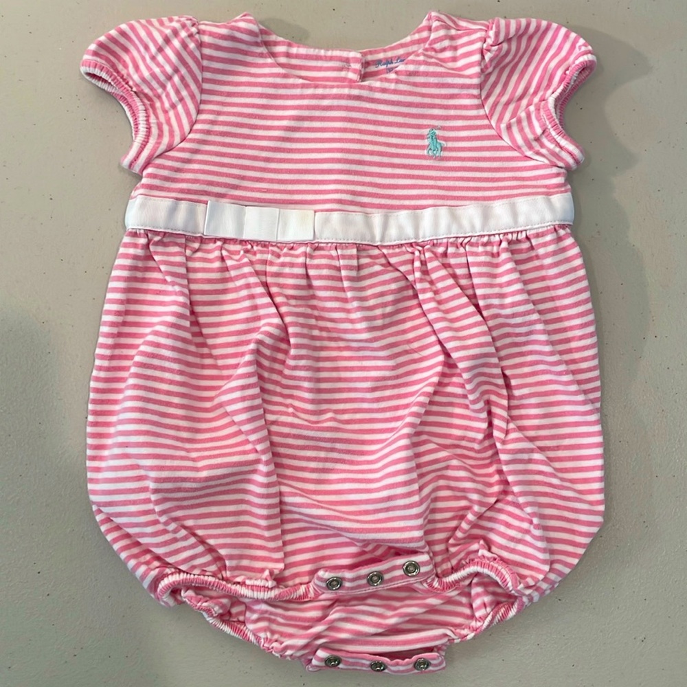 EUC Ralph Lauren Girls’ Bubble Cotton Romper Onesie 3 Months